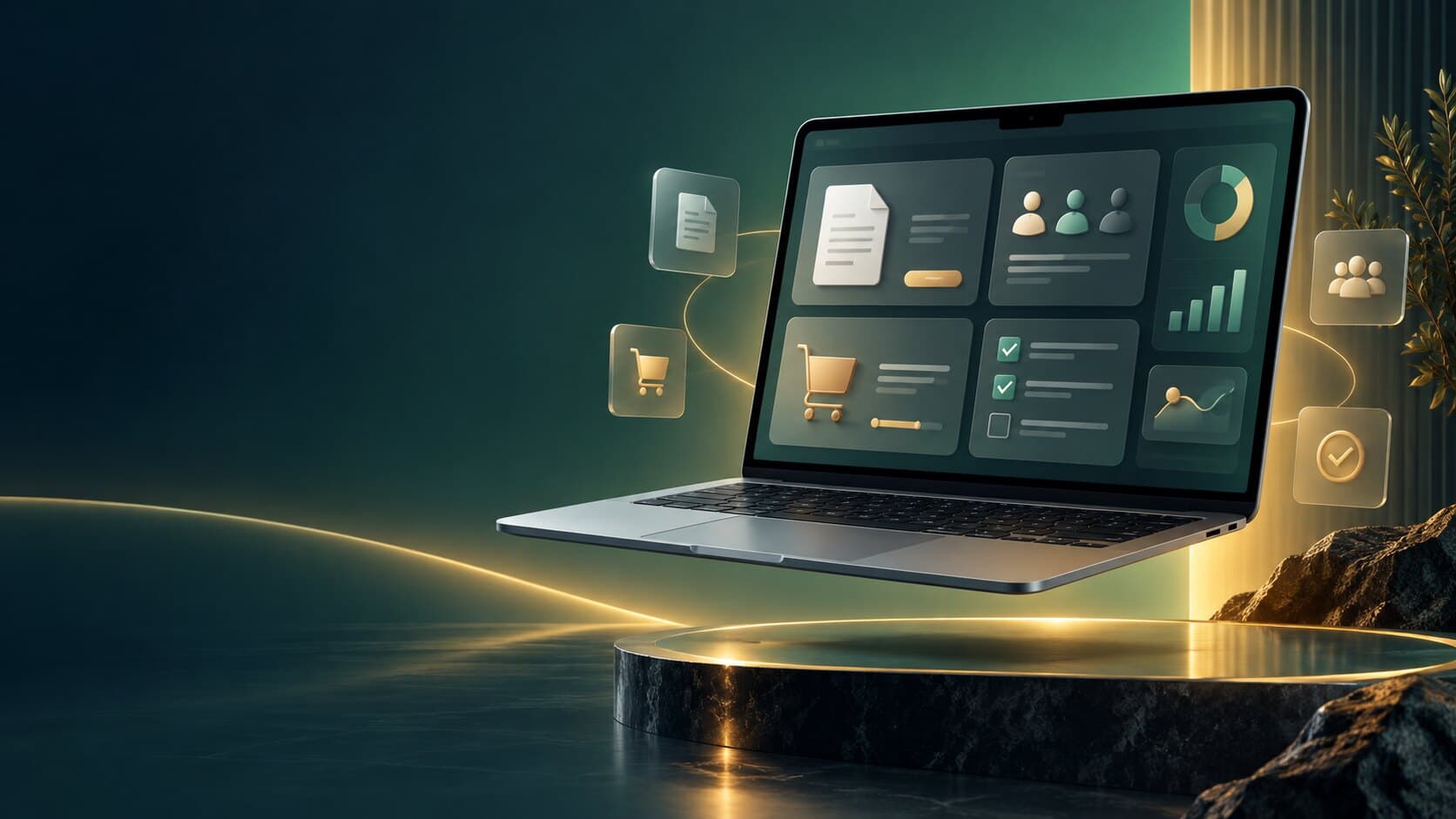 Dashboard illustrata per preventivi, ecommerce e relazioni con i clienti